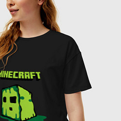 Футболка оверсайз женская Minecraft Creeper, цвет: черный — фото 2