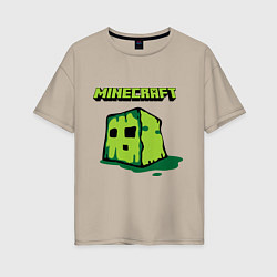Футболка оверсайз женская Minecraft Creeper, цвет: миндальный