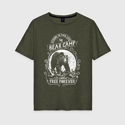 Футболка оверсайз женская Bear Camp Free Forever, цвет: меланж-хаки