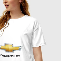 Футболка оверсайз женская Chevrolet логотип, цвет: белый — фото 2