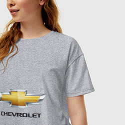 Футболка оверсайз женская Chevrolet логотип, цвет: меланж — фото 2