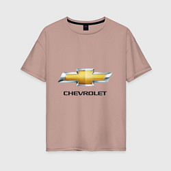 Футболка оверсайз женская Chevrolet логотип, цвет: пыльно-розовый