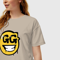 Футболка оверсайз женская GG Smile, цвет: миндальный — фото 2