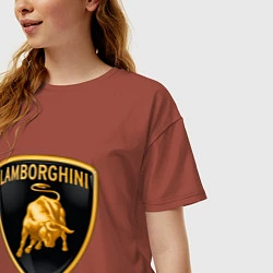 Футболка оверсайз женская Lamborghini logo, цвет: кирпичный — фото 2