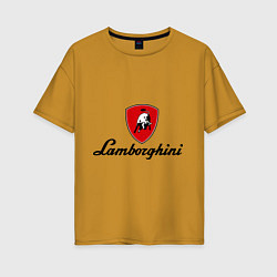 Футболка оверсайз женская Logo lamborghini, цвет: горчичный