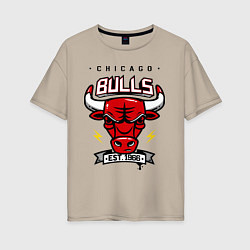 Футболка оверсайз женская Chicago Bulls est. 1966, цвет: миндальный