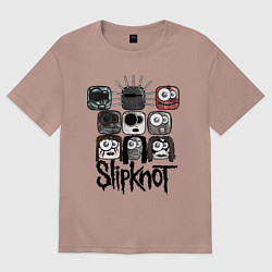 Футболка оверсайз женская Slipknot Masks, цвет: пыльно-розовый