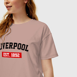 Футболка оверсайз женская FC Liverpool Est. 1892, цвет: пыльно-розовый — фото 2