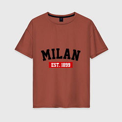 Футболка оверсайз женская FC Milan Est. 1899, цвет: кирпичный