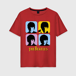 Футболка оверсайз женская The Beatles: pop-art, цвет: красный