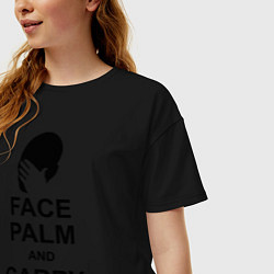 Футболка оверсайз женская Face palm and carry on, цвет: черный — фото 2