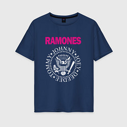 Футболка оверсайз женская Ramones Boyband, цвет: тёмно-синий