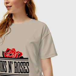 Футболка оверсайз женская Guns n Roses: rose, цвет: миндальный — фото 2
