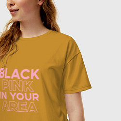 Футболка оверсайз женская Black Pink in youe area, цвет: горчичный — фото 2