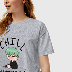 Футболка оверсайз женская Chill Yoongi, цвет: меланж — фото 2