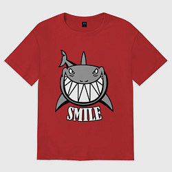 Футболка оверсайз женская Shark Smile, цвет: красный