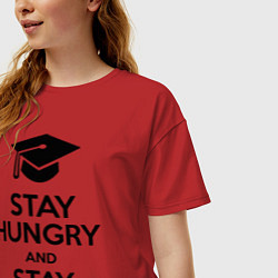 Футболка оверсайз женская Stay Hungry & Stay Foolish, цвет: красный — фото 2