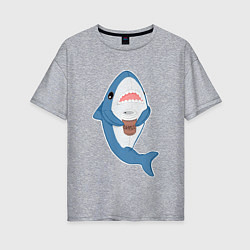 Футболка оверсайз женская Hype Shark, цвет: меланж