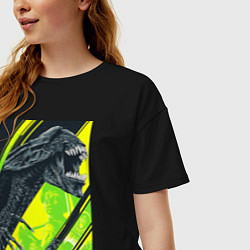 Футболка оверсайз женская Чужой alien, цвет: черный — фото 2