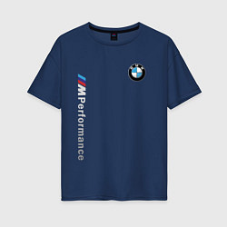 Футболка оверсайз женская BMW M PERFORMANCE БМВ, цвет: тёмно-синий