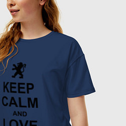 Футболка оверсайз женская Keep Calm & Love Peugeot, цвет: тёмно-синий — фото 2