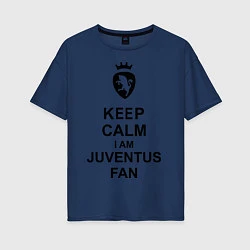 Футболка оверсайз женская Keep Calm & Juventus fan, цвет: тёмно-синий