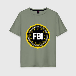Футболка оверсайз женская FBI Departament, цвет: авокадо
