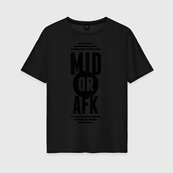 Футболка оверсайз женская Mid or afk, цвет: черный