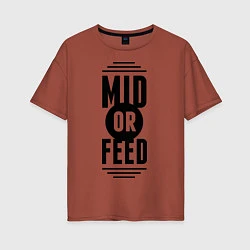 Футболка оверсайз женская Mid or feed, цвет: кирпичный