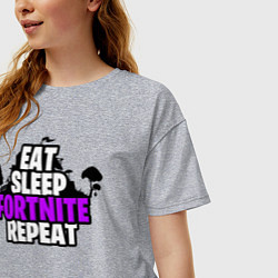 Футболка оверсайз женская Eat, Sleep, Fortnite, Repeat, цвет: меланж — фото 2