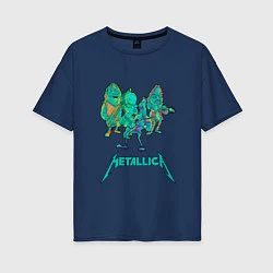 Футболка оверсайз женская Metallica: Green Neon, цвет: тёмно-синий