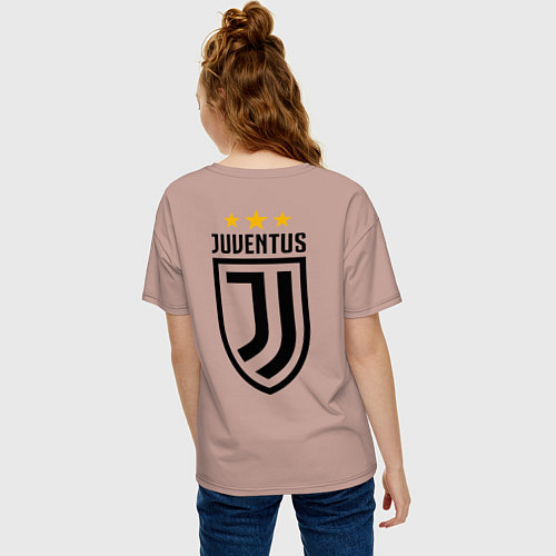 Женская футболка оверсайз Juventus: Black & White / Пыльно-розовый – фото 4