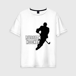 Футболка оверсайз женская Russian Red Hockey, цвет: белый