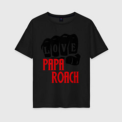 Футболка оверсайз женская Love Papa Roach цвета черный — фото 1
