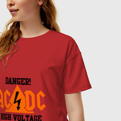 Футболка оверсайз женская AC/DC: High Voltage, цвет: красный — фото 2
