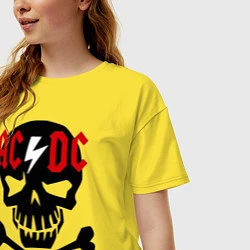 Футболка оверсайз женская AC/DC Skull, цвет: желтый — фото 2