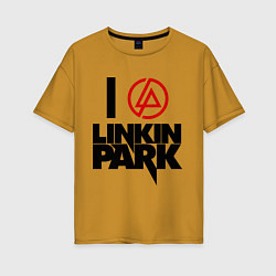 Футболка оверсайз женская I love Linkin Park, цвет: горчичный