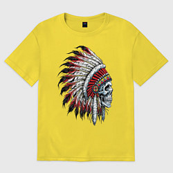 Футболка оверсайз женская Череп в роуче, цвет: желтый