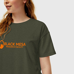 Футболка оверсайз женская Black Mesa: Research Facility, цвет: меланж-хаки — фото 2