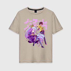 Футболка оверсайз женская No Game No Life, цвет: миндальный