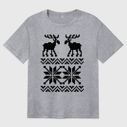 Женская футболка оверсайз Узор с оленями