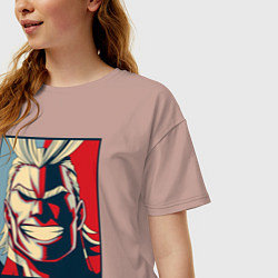 Футболка оверсайз женская Моя геройская академия, цвет: пыльно-розовый — фото 2