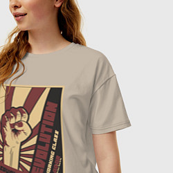 Футболка оверсайз женская Революция плакат СССР, цвет: миндальный — фото 2