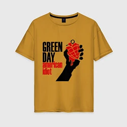 Футболка оверсайз женская Green Day: American idiot, цвет: горчичный