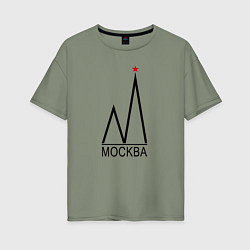 Футболка оверсайз женская Москва-чёрный логотип-2, цвет: авокадо