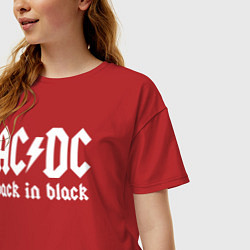 Футболка оверсайз женская ACDC BACK IN BLACK, цвет: красный — фото 2