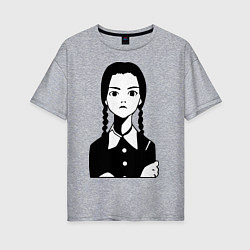 Футболка оверсайз женская Wednesday Addams, цвет: меланж