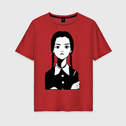 Футболка оверсайз женская Wednesday Addams, цвет: красный