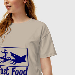 Футболка оверсайз женская Shark fast food, цвет: миндальный — фото 2