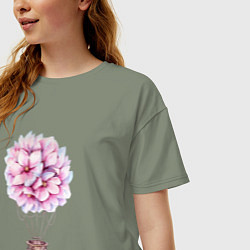 Футболка оверсайз женская Воздушные Цветы, цвет: авокадо — фото 2